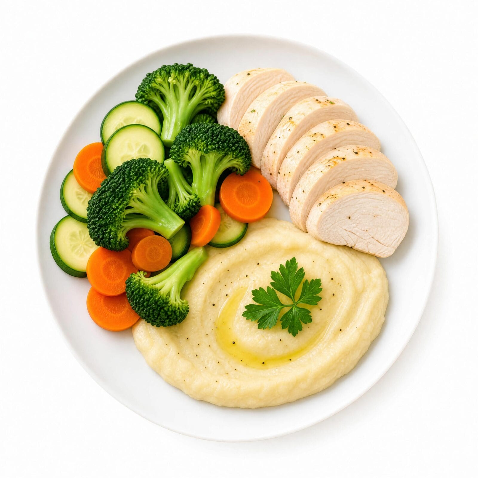 Assiette équilibrée adaptée à une alimentation sous GLP-1